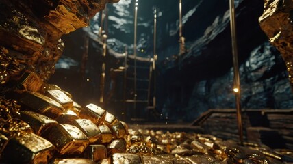 Abstract gold mine for gaming background 