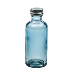 Clear Blue Glass Bottle with Silver Cap