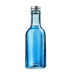 Clear Blue Glass Bottle with Silver Cap