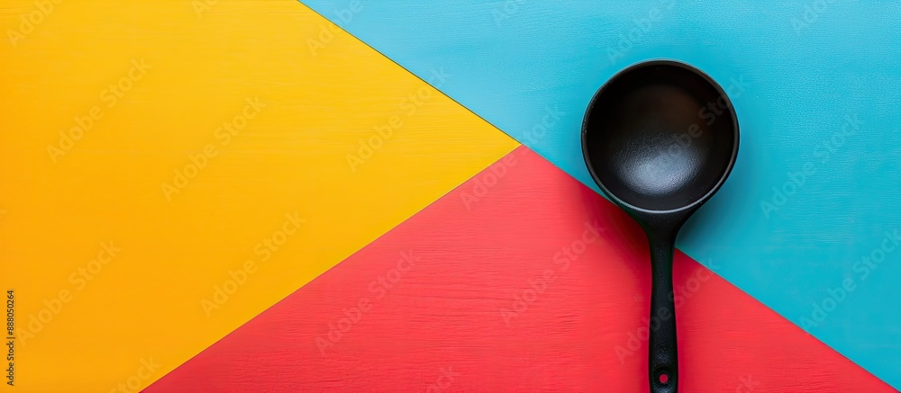 Poster a basic ladle for cooking against a vibrant backdrop emphasizing simplicity and a nutritious eating 