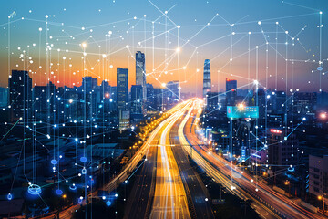 Fototapeta premium Implementing IoT to improve urban infrastructure and services, enhancing efficiency and connectivity in smart cities.