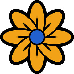 Hippy groovy daisy flowers retro style Illustration