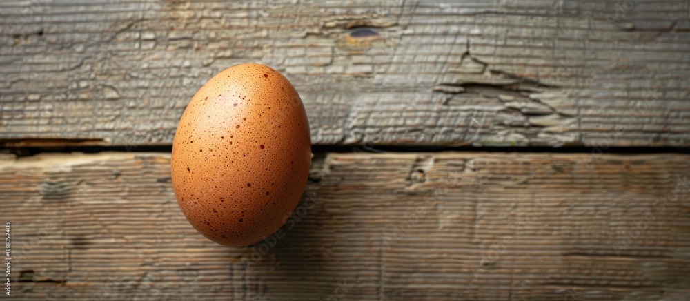 Poster top view of a close up egg on a wooden surface background with copy space image
