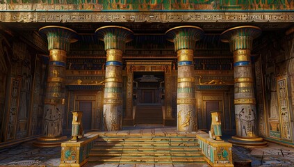 Fototapeta premium Majestic Entrance of Egyptian Temple