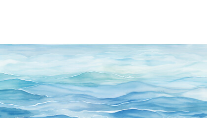 blue water surface watercolor isolated on transparent background cutout