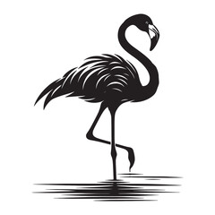 Standing flamingo vector silhouette illustration art