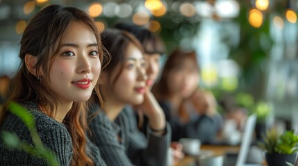 オフィスで仕事をする日本人女性