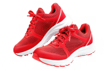 Red Athletic Shoes with White Soles