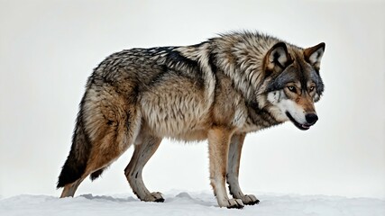 Fototapeta premium single wolf animal isolated in pure white background