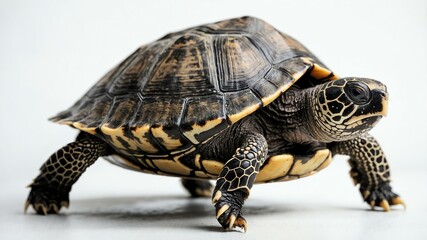 Fototapeta premium single turtle animal isolated in pure white background