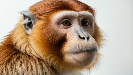 Obraz premium single proboscis monkey animal isolated in pure white background