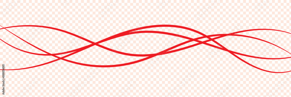 Wall mural thin line wavy background. abstract black lines wave curve motion on white background vector. red ab