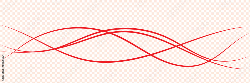 Wall mural thin line wavy background. abstract black lines wave curve motion on white background vector. red ab