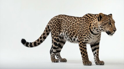 Naklejka premium single leopard animal isolated in pure white backgroun background