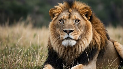 Fototapeta premium single lion animal isolated in pure white background