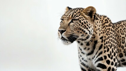 Obraz premium single leopard animal isolated in pure white backgroun background