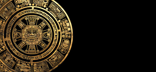 Obraz premium Intricate Gold Aztec Calendar Design
