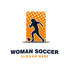 Woman Soccer Logo Design Vector Template