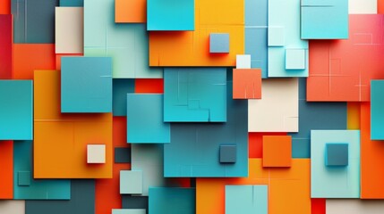 Abstract Geometric Pattern with Colorful Squares.
