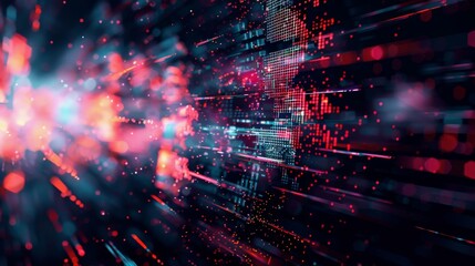 Obraz premium Abstract Technology Background with Red and Blue Lights.