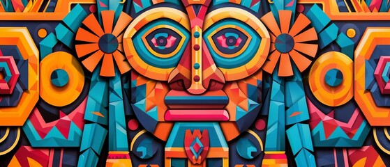 Obraz premium Intricate artwork with geometric designs and vibrant colors
