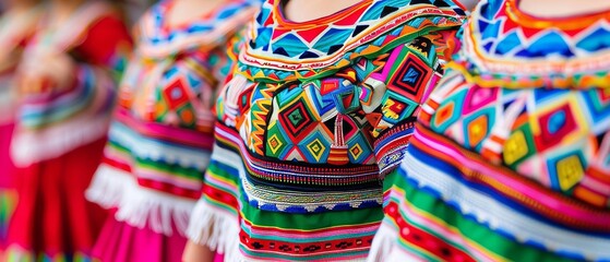 Traditional Peruvian fiesta with folkloric dancers and colorful costumes, cultural celebration, Hispanic Heritage Month