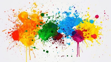 Colorful Paint Splashes on White Background.