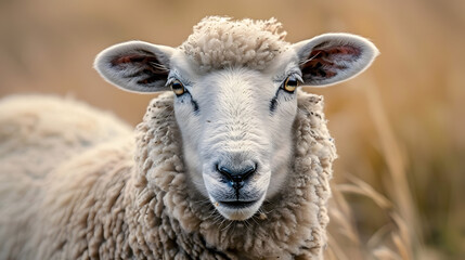 Obraz premium Sheep close up with empty space