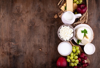 Judaic holiday Shavuot concept. Tzfat cheese and dairy products