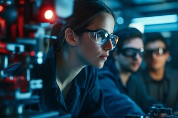 Engineers collaborate on cuttingedge technology projects in a modern lab, aiming for innovation and precision. Women's Equality Day, women and high tech
