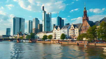 Obraz premium Harmonious Blend of Historic and Modern Cityscapes,Architectural Beauty and Urban Charm