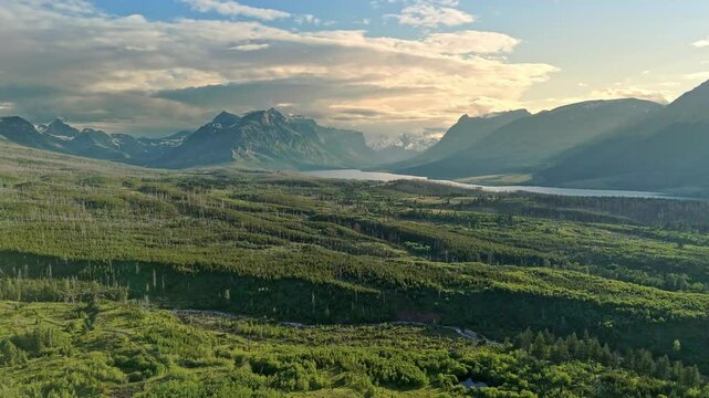 Aerial video of Babb, Montana, USA. East of Glacier National Park. Juy 4, 2024. 