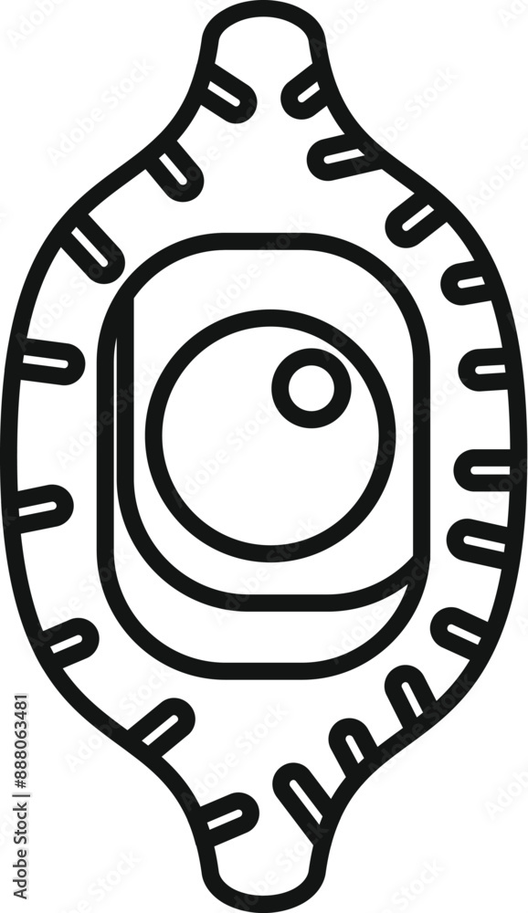 Aufkleber outline style icon of a smart home security camera monitoring system