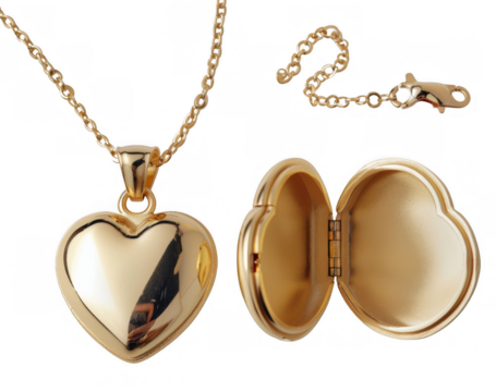 Heart-Shaped Gold Locket Necklace