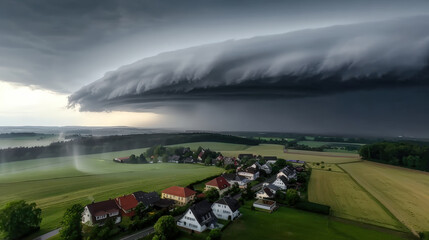 Imposing Storm Clouds Captivating image of a massive storm front sweeping over a rural landscape in south Germany showcasing the dramatic power and beauty of nature's fury Brainstorming Magazine