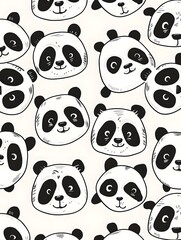 cute panda's is cartoon hand drawn style 