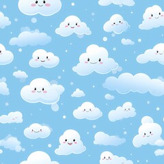Obraz premium Adorable cloud pattern for baby products, including apparel, bedding, decor, and accessories