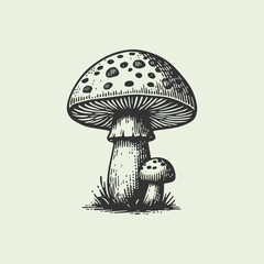 mushroom outline set silhouette illustration