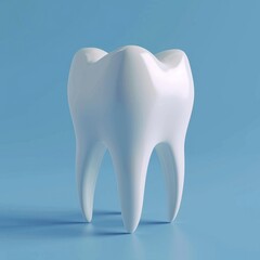 White Tooth on Blue Background