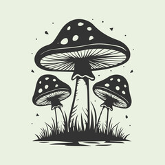 mushroom outline set silhouette illustration