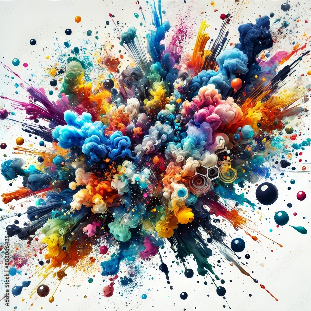 Poster 3d abstract explosion of vibrant colors and dynamic forms