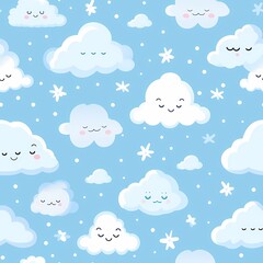 Adorable cloud pattern for baby products, including apparel, bedding, decor, and accessories