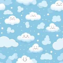 Adorable cloud pattern for baby products, including apparel, bedding, decor, and accessories