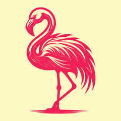 Standing flamingo Silhouette Vector Designs illustration