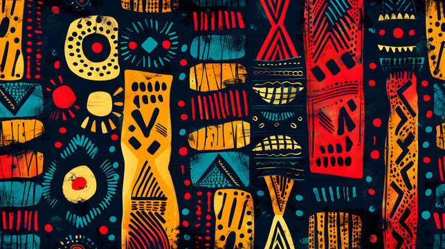 Abstract pattern in native African style. Vector illustration. Traditional African abstract painting