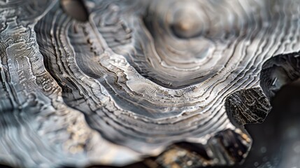 Exquisite Macro Shot of Damascus Steel Showing Complex Metal Patterns and Sharpened Edge with Detailed Metal Grain on Professional DSLR.