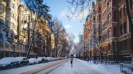 Snow-Covered Cityscape Showcasing the Beauty of Urban Winter Landscapes