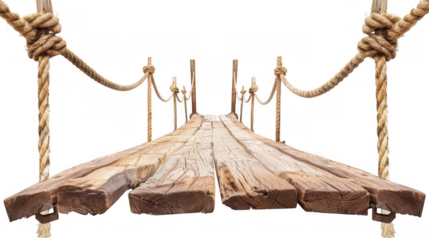 Wooden Suspension Bridge with Ropes