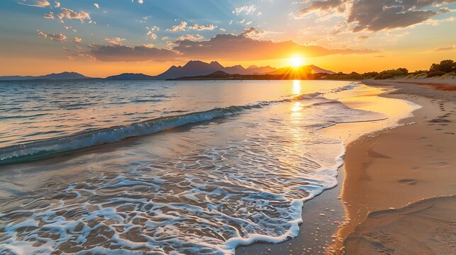 abstract wallpaper with A stunning sunset over the tranquil beach