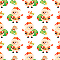 Merry Christmas Cartoon Seamless Pattern Illustration